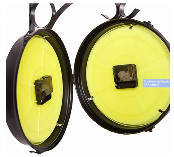 Round Double Sided Wall Clock, 360 Degree Rotate, Metal, Silent, Battery Powered, Black - Image 2