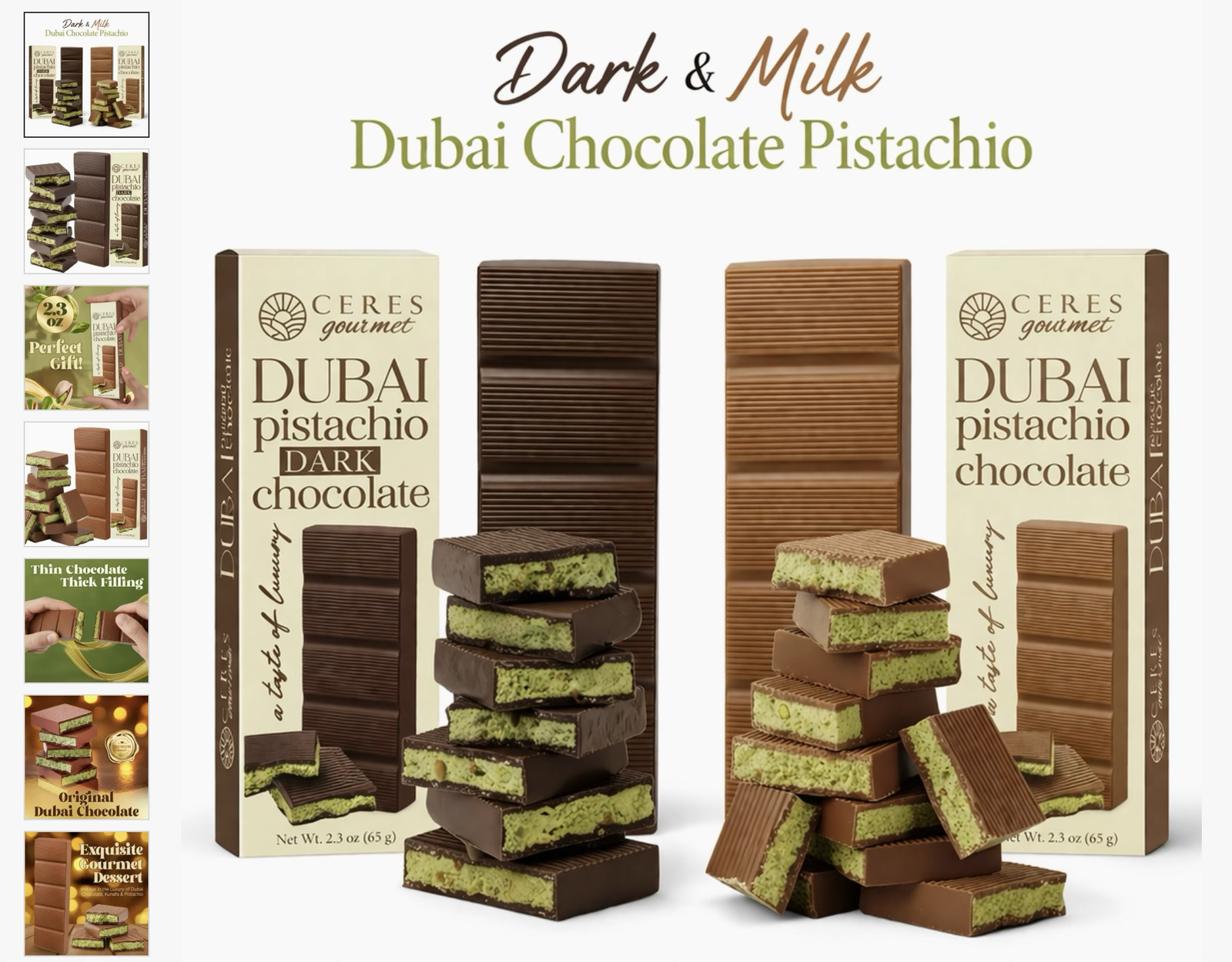 Dubai Chocolate Bar – 2.3 oz | Crunchy Kataifi & Rich European Pistachio Paste
